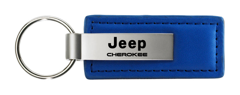 Jeep Cherokee Leather Key Fob - Blue