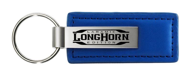 Ram Longhorn Laramie Leather Key Fob - Blue