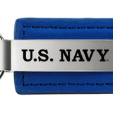 Military U.S. Navy Leather Key Fob - Blue