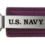 Military U.S. Navy Leather Key Fob - Purple