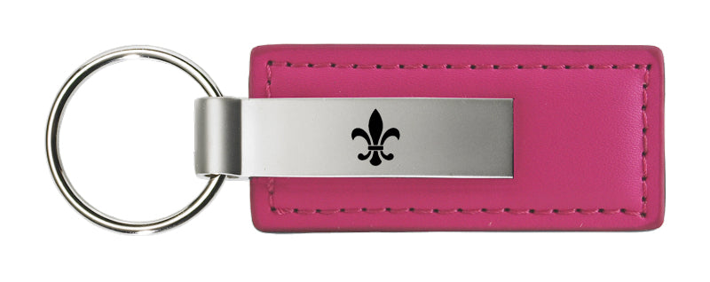 Novelty Fleur-De-Lis Leather Key Fob - Pink