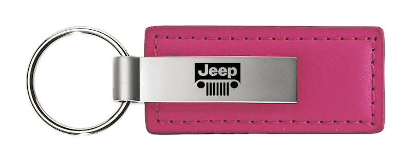 Jeep Grill Leather Key Fob - Pink