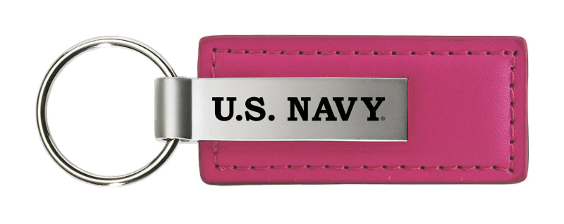 Military U.S. Navy Leather Key Fob - Pink