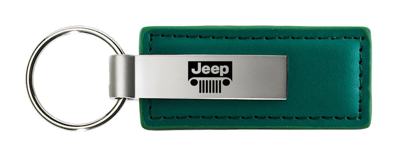 Jeep Grill Leather Key Fob - Green