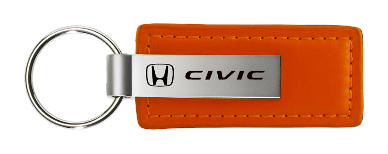 Honda Civic Leather Key Fob - Orange