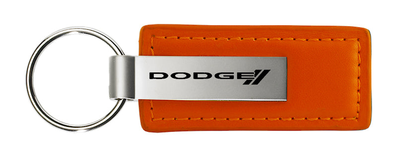 Dodge Stripe Leather Key Fob - Orange