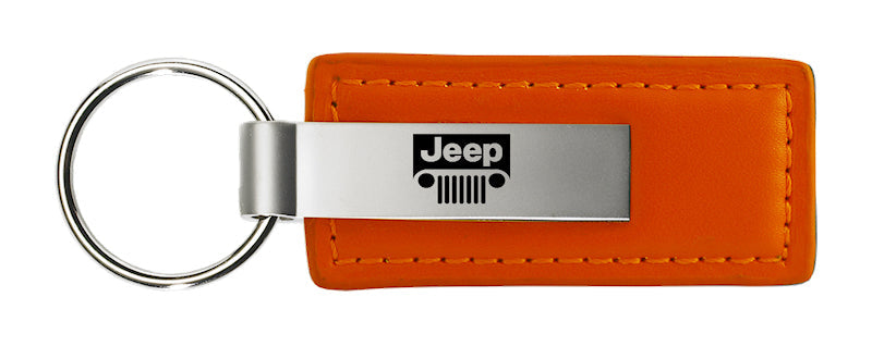 Jeep Grill Leather Key Fob - Orange