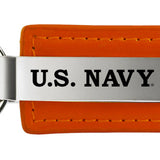 Military U.S. Navy Leather Key Fob - Orange