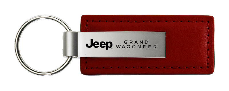 Jeep Grand Wagoneer Leather Key Fob - Burgundy