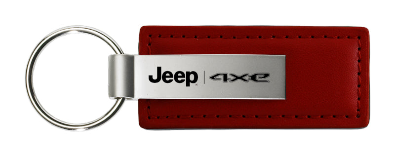 Jeep 4xe Leather Key Fob - Burgundy