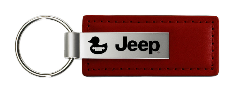 Jeep Duck Leather Key Fob - Burgundy