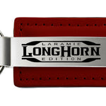 Ram Longhorn Laramie Leather Key Fob - Burgundy