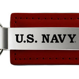 Military U.S. Navy Leather Key Fob - Burgundy