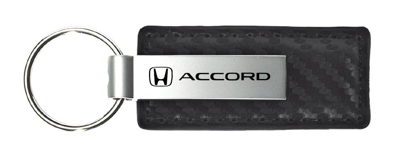 Honda Accord Carbon Fiber Leather Key Fob - Black