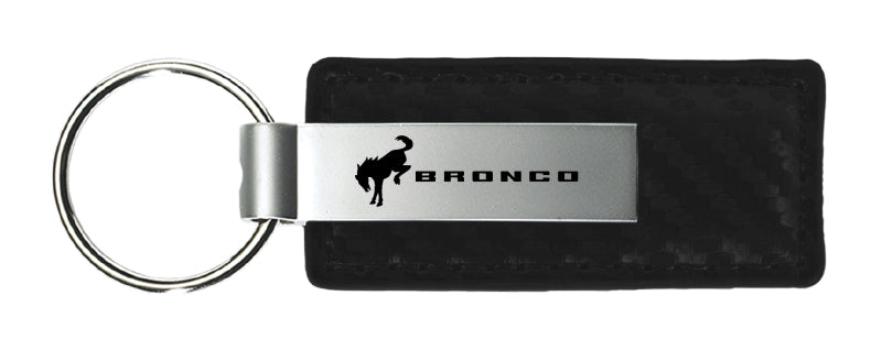 Ford Bronco 2020 Carbon Fiber Leather Key Fob - Black