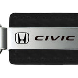 Honda Civic Carbon Fiber Leather Key Fob - Black