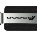 Dodge Stripe Carbon Fiber Leather Key Fob - Black