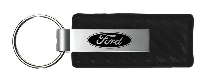 Ford Carbon Fiber Leather Key Fob - Black