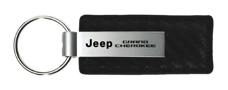 Jeep Grand Cherokee Carbon Fiber Leather Key Fob - Black