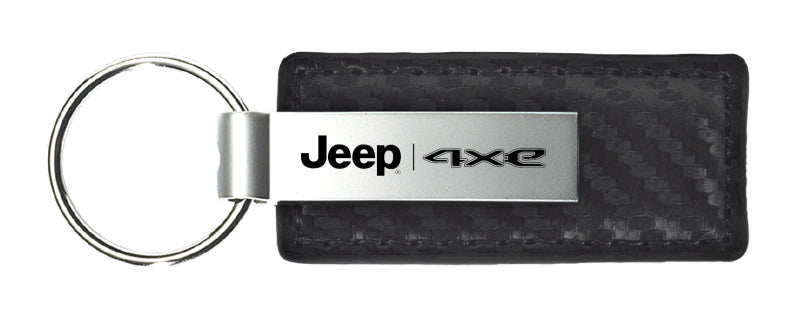 Jeep 4xe Carbon Fiber Leather Key Fob - Black