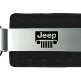 Jeep Grill Carbon Fiber Leather Key Fob - Black