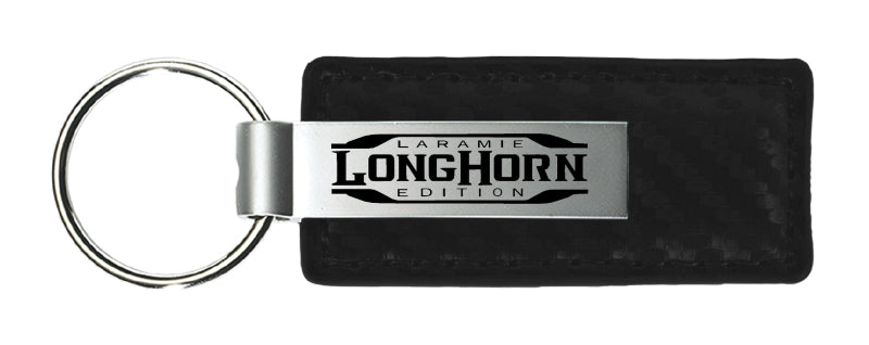 Ram Longhorn Laramie Carbon Fiber Leather Key Fob - Black