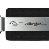 Mustang Script Carbon Fiber Leather Key Fob - Black