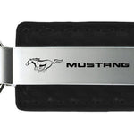 Mustang Carbon Fiber Leather Key Fob - Black