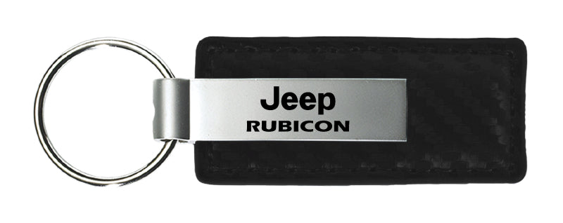 Jeep Rubicon Carbon Fiber Leather Key Fob - Black