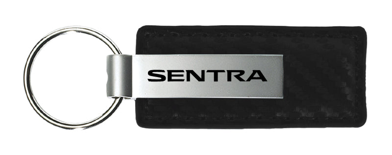 Nissan Sentra Carbon Fiber Leather Key Fob - Black