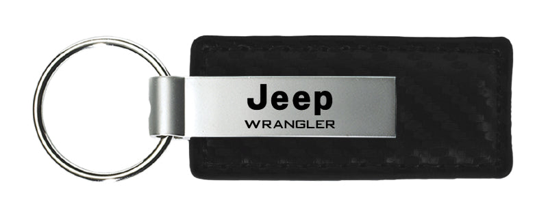 Jeep Wrangler Carbon Fiber Leather Key Fob - Black