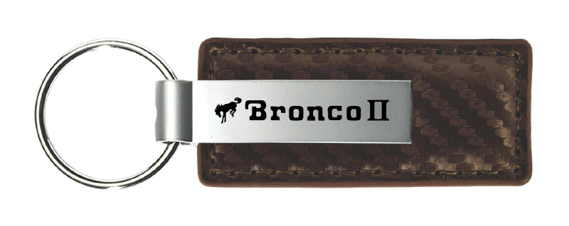 Ford Bronco II Carbon Fiber Leather Key Fob - Taupe