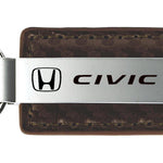 Honda Civic Carbon Fiber Leather Key Fob - Taupe