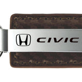 Honda Civic Carbon Fiber Leather Key Fob - Taupe