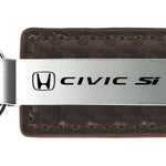 Honda Civic SI Carbon Fiber Leather Key Fob - Taupe