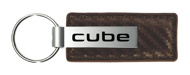 Nissan Cube Carbon Fiber Leather Key Fob - Taupe
