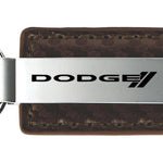 Dodge Stripe Carbon Fiber Leather Key Fob - Taupe