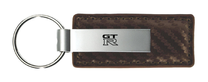 Nissan GTR Carbon Fiber Leather Key Fob - Taupe