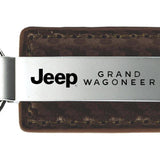 Jeep Grand Wagoneer Carbon Fiber Leather Key Fob - Taupe