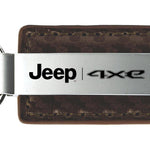 Jeep 4xe Carbon Fiber Leather Key Fob - Taupe