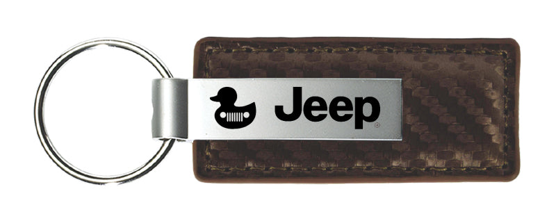 Jeep Duck Carbon Fiber Leather Key Fob - Taupe