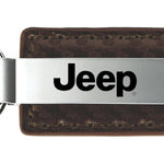 Jeep Carbon Fiber Leather Key Fob - Taupe