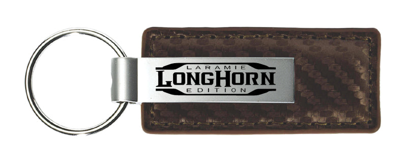 Ram Longhorn Laramie Carbon Fiber Leather Key Fob - Taupe