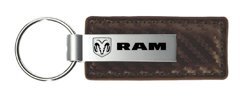 Ram Carbon Fiber Leather Key Fob - Taupe