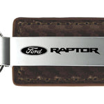 Ford Raptor Carbon Fiber Leather Key Fob - Taupe