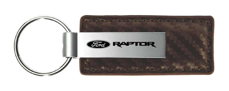 Ford Raptor Carbon Fiber Leather Key Fob - Taupe