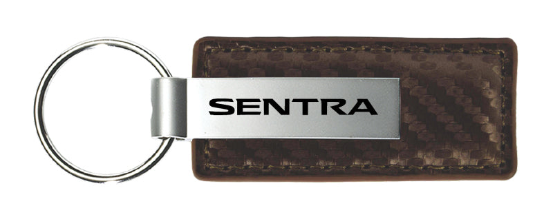 Nissan Sentra Carbon Fiber Leather Key Fob - Taupe