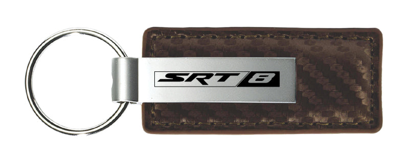 Dodge SRT-8 Carbon Fiber Leather Key Fob - Taupe