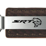 Dodge SRT Hellcat Carbon Fiber Leather Key Fob - Taupe