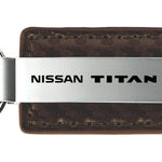 Nissan Titan Carbon Fiber Leather Key Fob - Taupe
